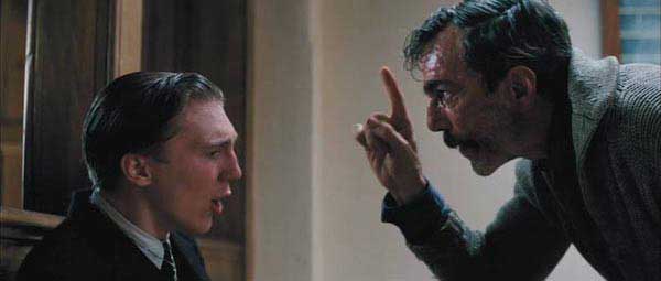 Daniel Plainview (Daniel Day-Lewis) makes a point to Eli Sunday (Paul Dano) in 